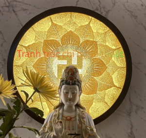 Tranh trúc chỉ mandala lá bồ đề kích thước D61